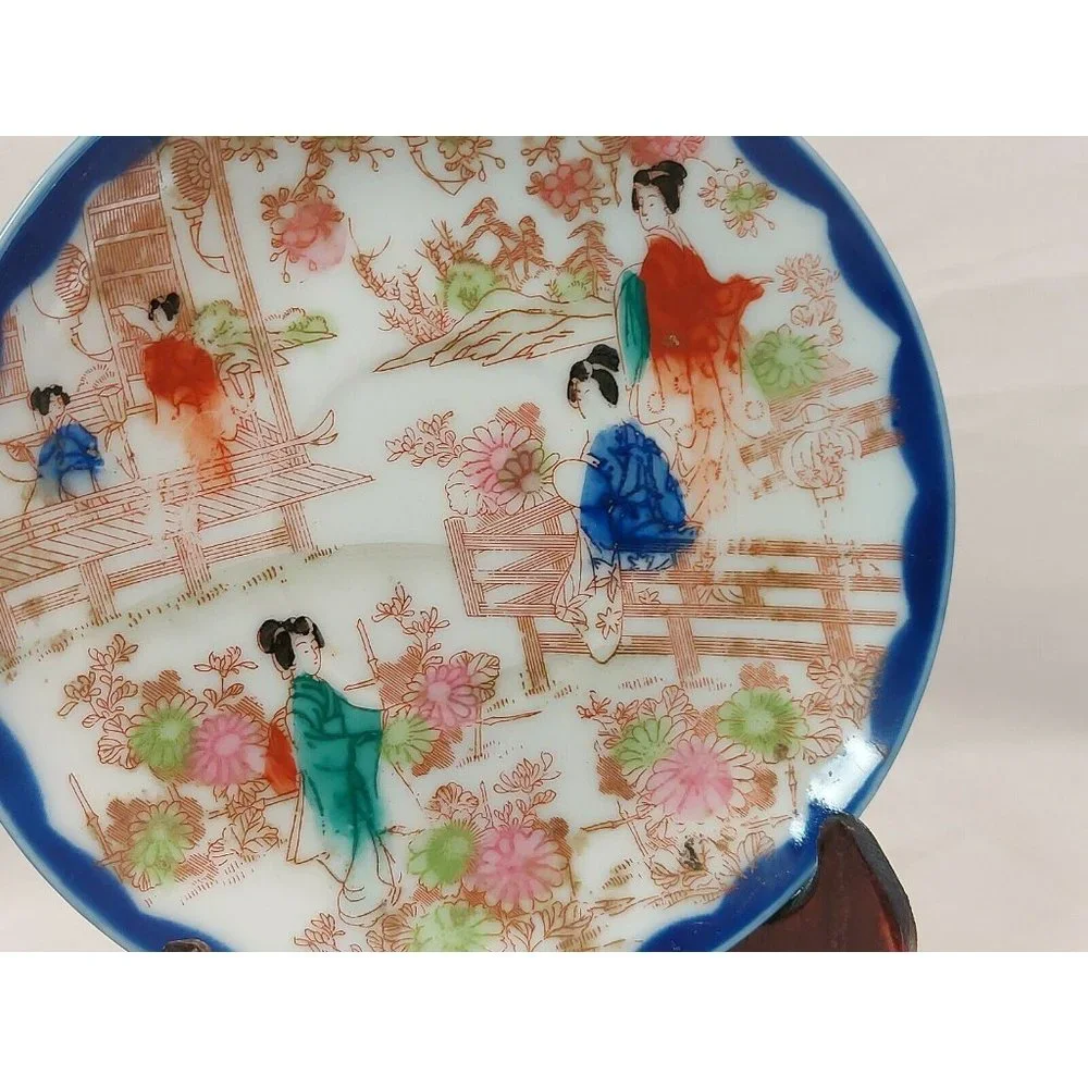 Vintage Hand Painted Saucer Small Plate Geishas Floral Japan 5 1/2